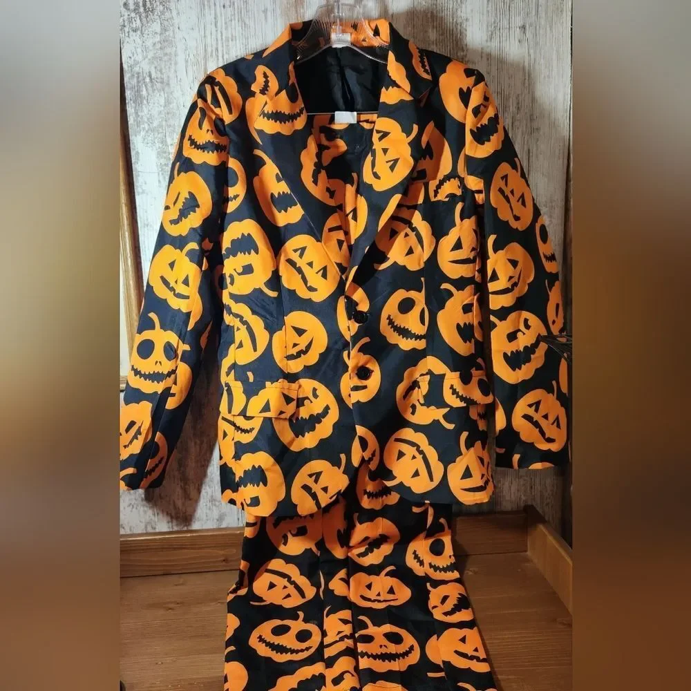 Spirit Halloween Pumpkin Suit - Black and Orange Jack-O-Lantern Big Boys